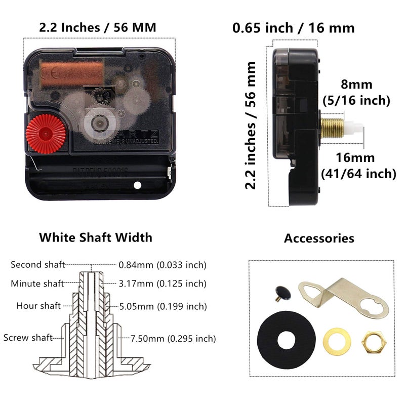TIKROUND Youngtown 12888 Movement for Clock Repair Replacement 16mm(41/64 inch) Shaft Length 8mm (5/16 inch) Thread Length. - Image 4